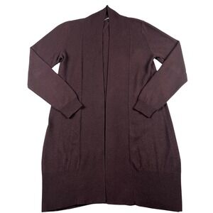 WoolOvers Cardigan Small Merino Wool Cashmere Blend Open Front Longline Brown